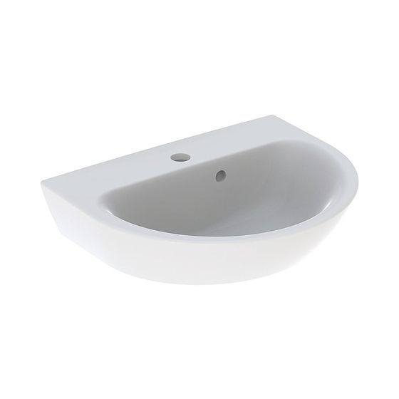Geberit Renova Handwaschbecken mit asymmetrischem Überlauf, (BxHxT) 50x17,3x40cm, Hahnloch mittig, Überlauf sichtbar, weiß