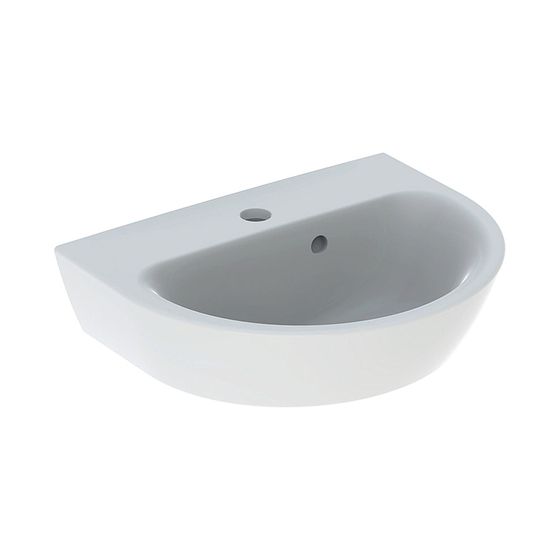 Geberit Renova Handwaschbecken mit asymmetrischem Überlauf, (BxHxT) 45x17,3x36cm, Hahnloch mittig, Überlauf sichtbar, weiß