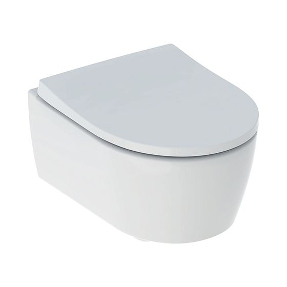 Geberit iCon Set Wand-WC Tiefspüler, verkürzte Ausladung, geschlossene Form, Rimfree, mit WC-Sitz Tiefe 49cm, weiß