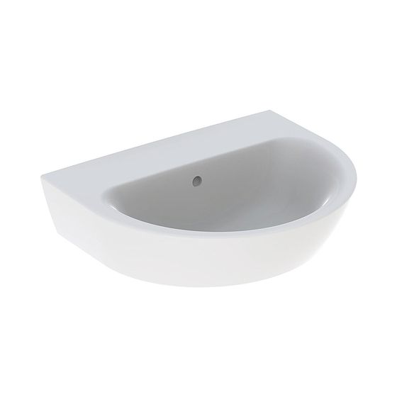 Geberit Renova Waschtisch, Breite 55cm, Tiefe 45cm, ohne Hahnloch, Überlauf sichtbar, Weiß/KeraTect