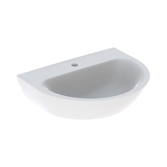 Geberit Renova Waschtisch, Breite 60cm, Tiefe 48cm, Hahnloch mittig, ohne Überlauf, Weiß