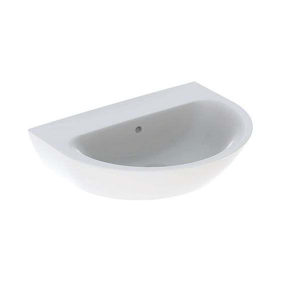 Geberit Renova Waschtisch, Breite 65cm, Tiefe 50cm, ohne Hahnloch, Überlauf sichtbar, Weiß