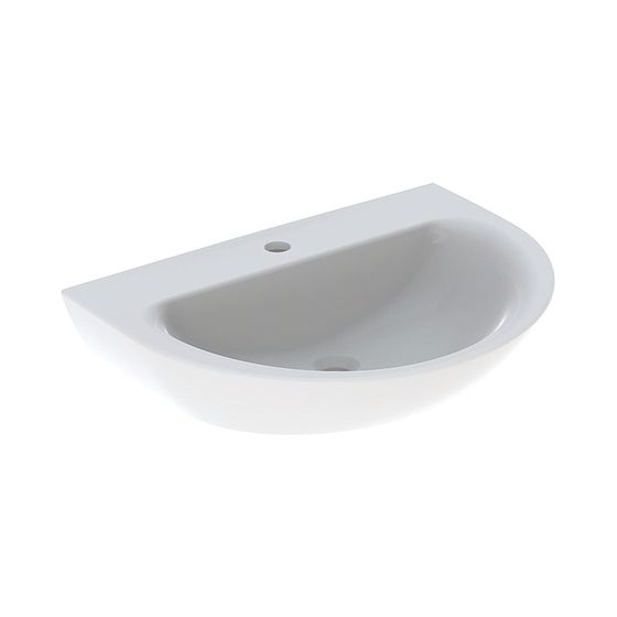 Geberit Renova Waschtisch, Breite 70cm, Tiefe 52cm, Hahnloch mittig, ohne Überlauf, Weiß/KeraTect