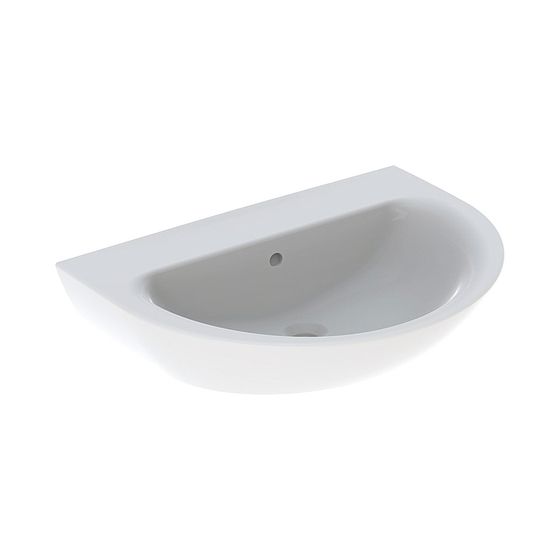 Geberit Renova Waschtisch, Breite 70cm, Tiefe 52cm, ohne Hahnloch, Überlauf sichtbar, Weiß
