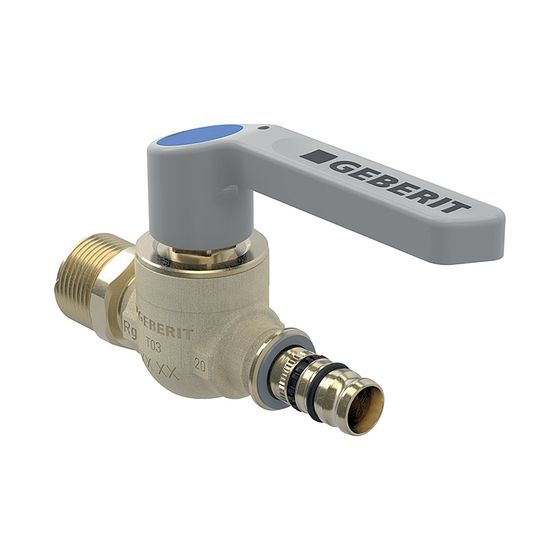 Geberit Mepla Kugelhahn mit Außengewinde, Betätigungshebel CW617N, d 26mm, R 3/4″, PN 10 bar