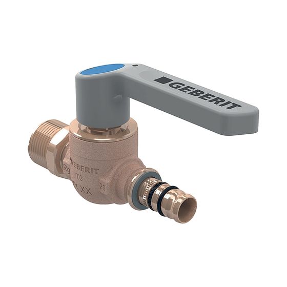 Geberit Mepla Kugelhahn mit Außengewinde, Betätigungshebel, d 26mm, R 3/4″, PN 10 bar, Rotguss bleifrei