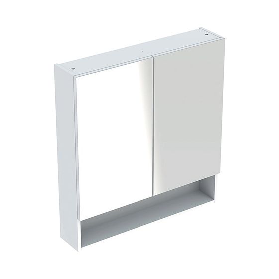 Geberit Renova Plan Spiegelschrank mit 2 Türen, 78,8x85x17,5cm, Weiß lackiert hochglänzend