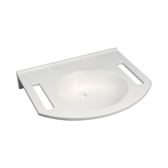 Geberit Publica Waschtisch rundes Design, Ausschnitten, barrierefrei, B 60cm T 55cm ohne Hahnloch, ohne Überlauf, Alpinweiß
