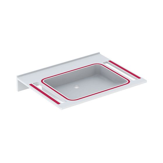 Geberit Publica Waschtisch eckiges Design, Ausschnitten barrierefrei demenzgerecht B 70cm T 55cm o. Hahnl., Überl., Alpinweiß