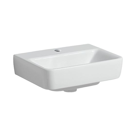 Geberit Renova Plan Handwaschbecken, 45x17x34cm, Hahnloch mittig, ohne Überlauf, Weiß