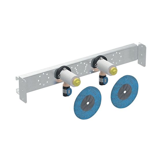 Geberit FlowFit Anschlusswinkel 90 Grad vormontiert, zweifach, gerade, d 20mm, Rp 1/2″, L1 7,8cm, AD 15,3cm, Rotguss