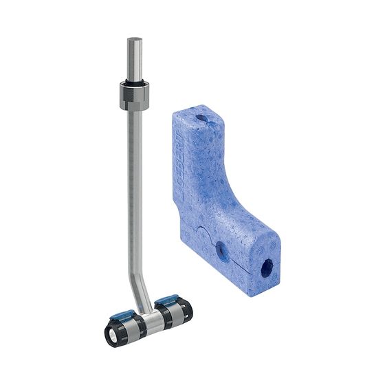 Geberit FlowFit Metallrohr-Anschluss-T-Stück mit Anschlussverschraubung für Eurokonus d 20mm, d1 20mm, d2 15mm, L1 30cm, verni