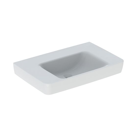 Geberit Renova Plan Waschtisch, Ablagefläche beidseitig, Breite 75cm, Tiefe 48cm, ohne Hahnloch, ohne Überlauf, Weiß/KeraTect