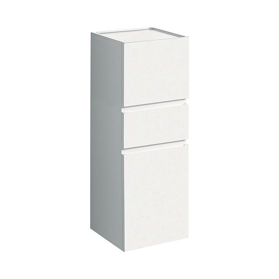Geberit Renova Plan Mittelhochschrank mit 2 Türen, 1 Schublade, 39x105x36cm, Weiß lackiert hochglänzend
