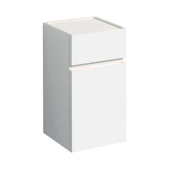 Geberit Renova Plan Seitenschrank mit 1 Tür, 1 Schublade, 39x70x36cm, Weiß lackiert hochglänzend