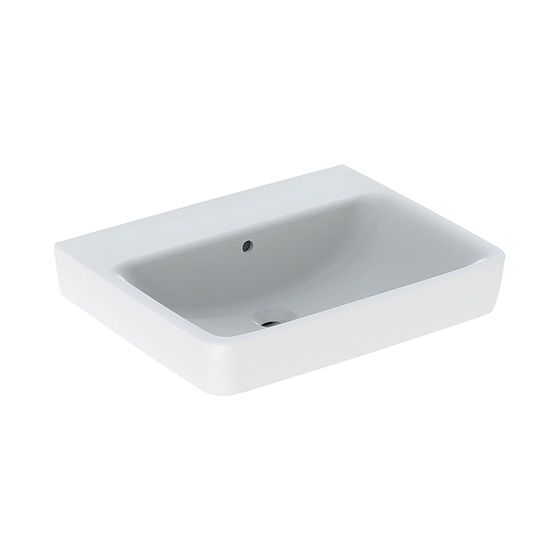 Geberit Renova Plan Waschtisch, Breite 60cm, Tiefe 48cm, ohne Hahnloch, Überlauf sichtbar, Weiß/KeraTect
