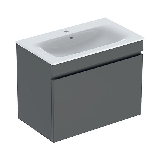 Geberit Renova Plan Set Möbelwaschtisch 80cm, Unterschr., 1 Schubl./1 Innenschubl., lava matt/weiß, schmaler Rand