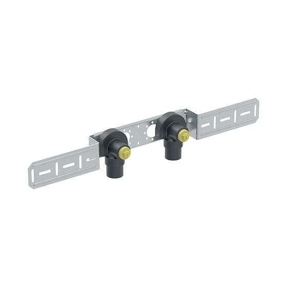 Geberit FlowFit Anschlusswinkel 90 Grad vorm. zweifach abgesetzt d 20mm Rp 1/2″ L1 52cm AD 153cm gedämmt bleifrei Rotguss