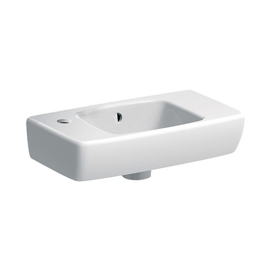 Geberit Renova Compact Handwaschbecken Ablagefl. re verk. Ausladung 45x145x25cm Hahnloch links Überlauf sichtbar Weiß/KeraTect