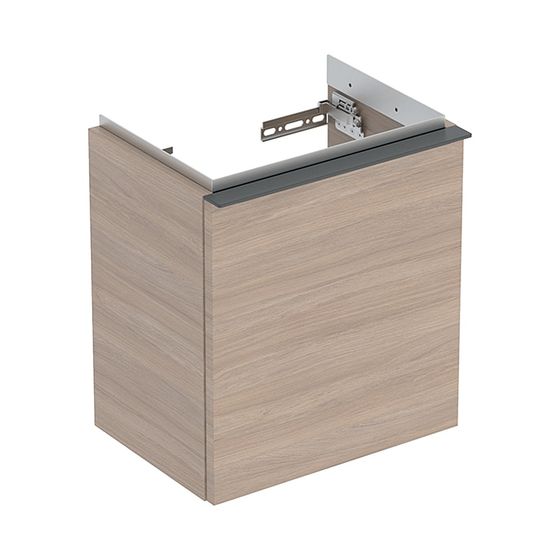 Geberit iCon Unterschrank für Handwaschbecken, 1 Tür 38x41,5cm, Tür rechts, Eiche Melamin Holzstruktur/Lava pulverb. matt
