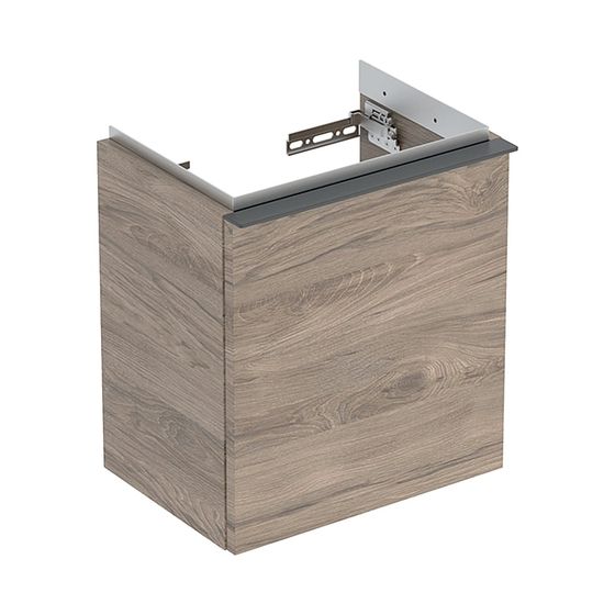 Geberit iCon Unterschrank für Handwaschbecken 1 Tür 38x415cm Tür links Nussbaum hickory Melamin Holzstr./Lava pulverb. matt