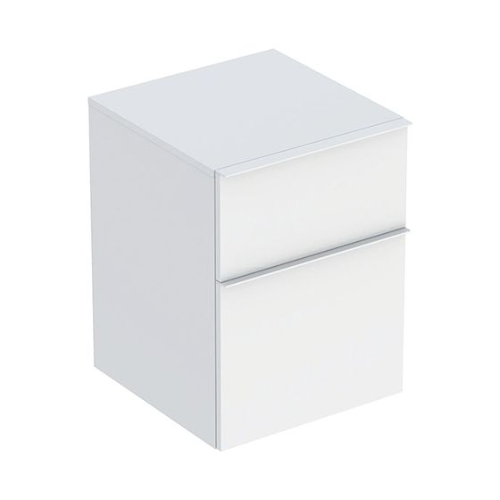 Geberit iCon Seitenschrank mit zwei Schubladen H 60cm, Weiß, lackiert matt/Weiß, pulverbeschichtet matt