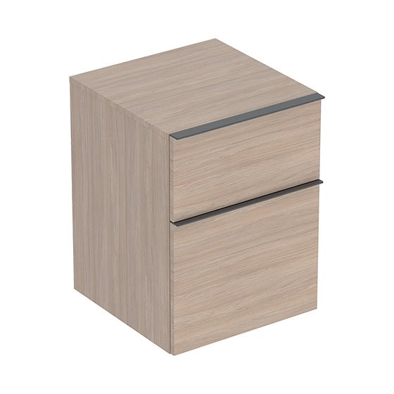 Geberit iCon Seitenschrank mit zwei Schubladen H 60cm, Eiche, Melamin Holzstruktur/Lava pulverbeschichtet matt
