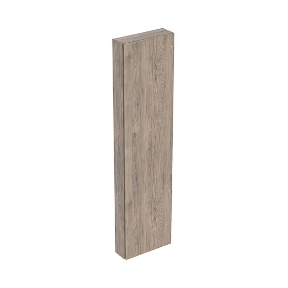 Geberit Hochschrank mit einer Tür und Innenspiegel, verkürzte Ausladung 45x180cm, Nussbaum hickory Melamin Holzstruktur