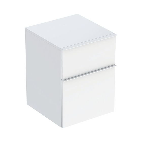 Geberit iCon Seitenschrank mit zwei Schubladen H 60cm, Weiß lackiert hochglänzend/pulverbeschichtet matt