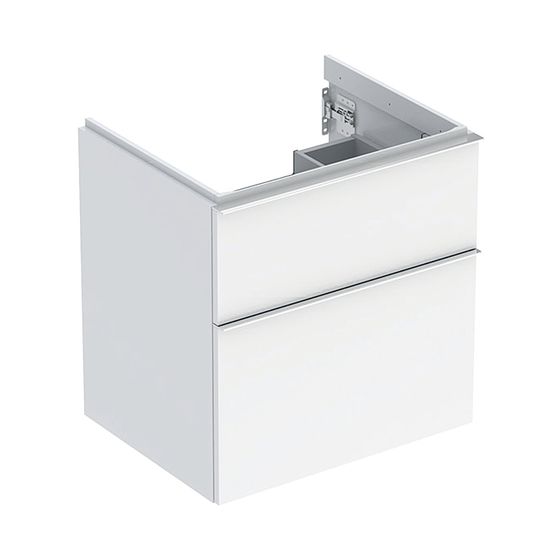 Geberit iCon Unterschrank für Waschtisch, 2 Schubladen Waschtisch 60cm, Weiß, lackiert hochglänzend/HG verchromt