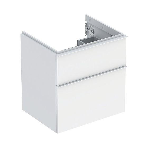 Geberit iCon Unterschrank für Waschtisch, 2 Schubladen Waschtisch 60cm, Weiß, lackiert matt/Weiß, pulverbeschichtet matt
