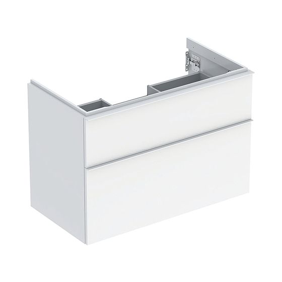 Geberit iCon Unterschrank für Waschtisch, 2 Schubladen Waschtisch 90cm, Weiß lackiert hochglänzend/pulverbeschichtet matt