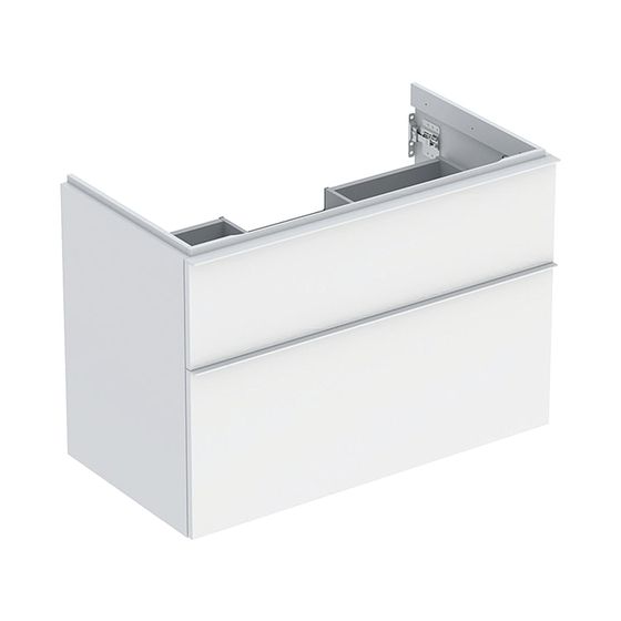 Geberit iCon Unterschrank für Waschtisch, 2 Schubladen Waschtisch 90cm, Weiß, lackiert matt/Weiß, pulverbeschichtet matt