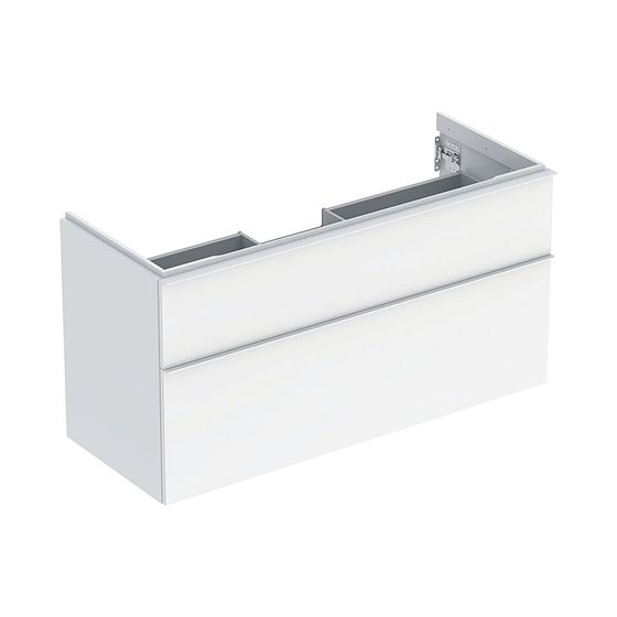 Geberit iCon Unterschrank für Waschtisch, 2 Schubladen Waschtisch 120cm, Weiß lackiert hochglänzend/pulverbeschichtet matt