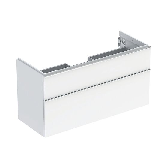 Geberit iCon Unterschrank für Waschtisch, 2 Schubladen Waschtisch 120cm, Weiß, lackiert hochglänzend/HG verchromt
