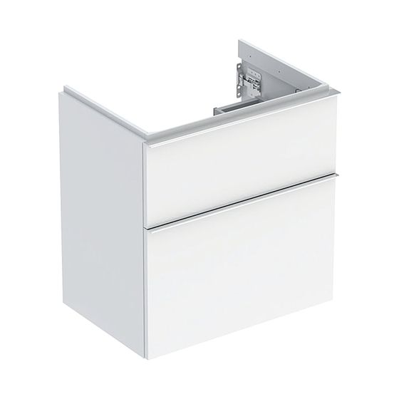 Geberit iCon Unterschrank für WT 2 Schubladen verkürzte Ausladung WT 60cm Weiß lackiert hochglänzend/HG verchromt