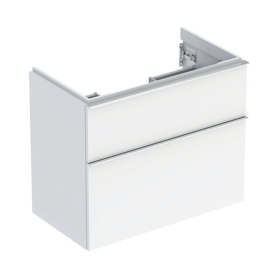 Geberit iCon Unterschrank für WT 2 Schubladen verkürzte Ausladung WT 75cm Weiß lackiert hochglänzend/HG verchromt