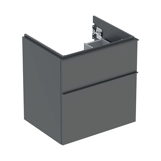 Geberit iCon Unterschrank für Waschtisch, 2 Schubladen Waschtisch 60cm, Lava lackiert matt/Lava pulverbeschichtet matt
