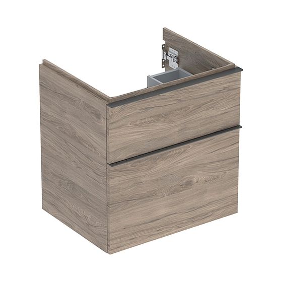 Geberit iCon Unterschrank für Waschtisch 2 Schubladen Waschtisch 60cm, Nussbaum hickory Melamin Holzstr./Lava pulverb. matt