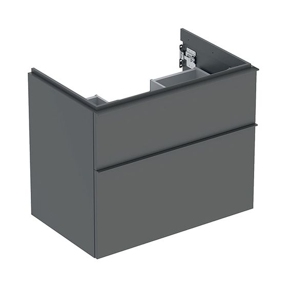 Geberit iCon Unterschrank für Waschtisch, 2 Schubladen Waschtisch 75cm, Lava lackiert matt/Lava pulverbeschichtet matt