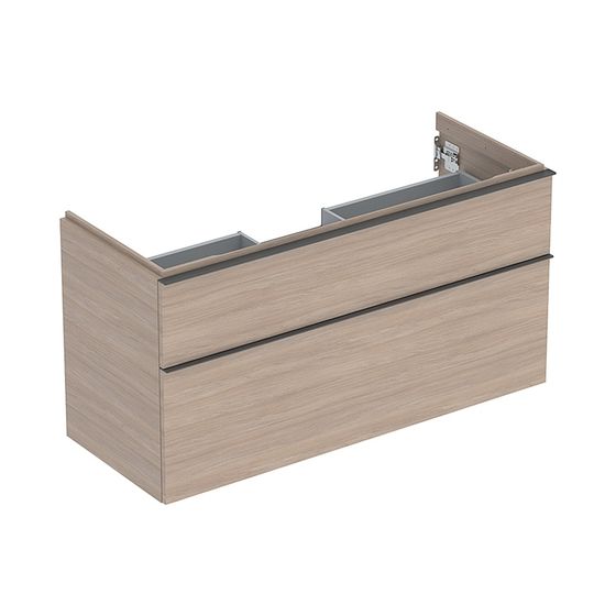 Geberit iCon Unterschrank für Waschtisch, 2 Schubladen Waschtisch 120cm, Eiche Melamin Holzstruktur/Lava pulverbeschichtet matt