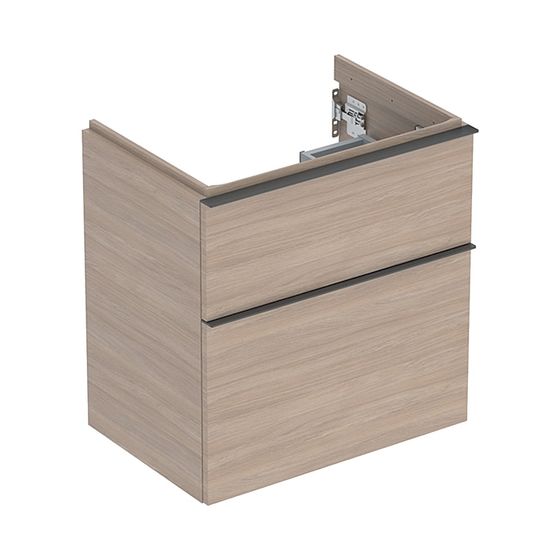 Geberit iCon Unterschrank für WT 2 Schubladen verkürzte Ausladung WT 60cm Eiche Melamin Holzstruktur/Lava pulv. matt