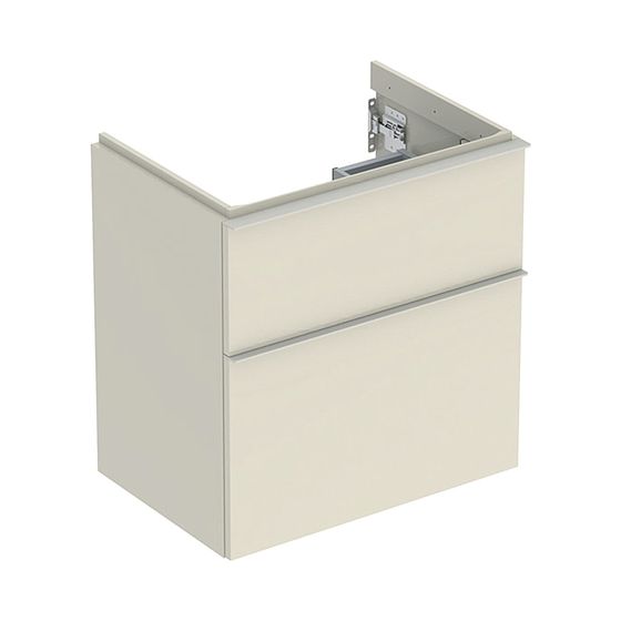 Geberit iCon Unterschrank für WT 2 Schubladen verkürzte Ausladung WT 60cm Sandgrau lackiert hochglänzend/Sandgrau pulv. matt