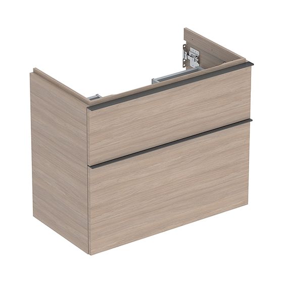 Geberit iCon Unterschrank für WT 2 Schubladen verkürzte Ausladung WT 75cm Eiche Melamin Holzstruktur/Lava pulv. matt