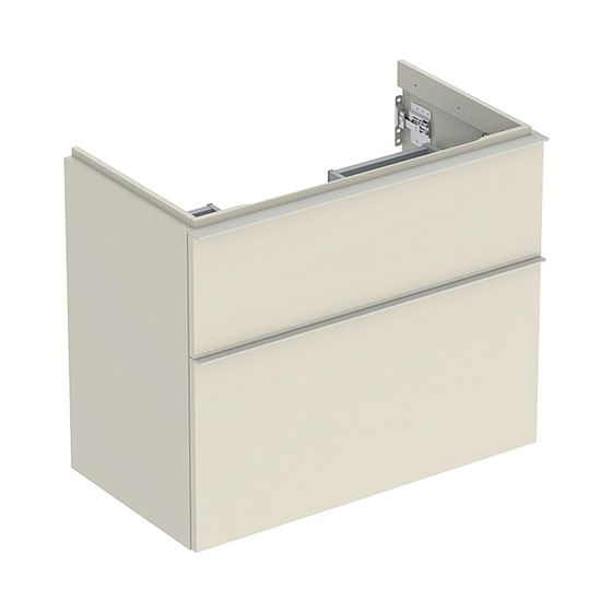 Geberit iCon Unterschrank für WT 2 Schubladen verkürzte Ausladung WT 75cm Sandgrau lackiert hochglänzend/Sandgrau pulv. matt