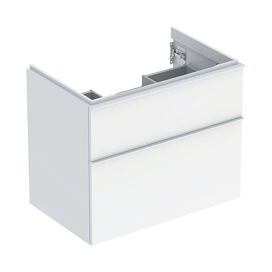 Geberit iCon Unterschrank für Waschtisch, 2 Schubladen Waschtisch 75cm, Weiß lackiert hochglänzend/pulverbeschichtet matt