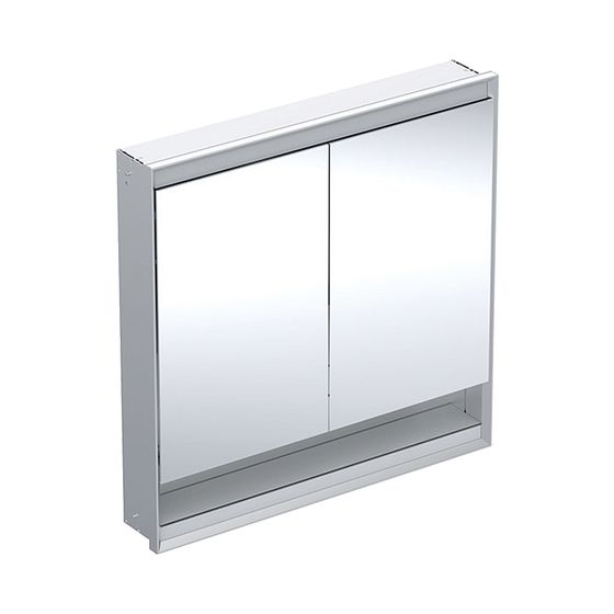 Geberit ONE Spiegelschrank mit Nische und ComfortLight, 2 Türen, UP-Montage, H 90cm B 90cm, Aluminium eloxiert