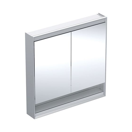 Geberit ONE Spiegelschrank mit Nische und ComfortLight, 2 Türen, AP-Montage, H 90cm B 90cm, Aluminium eloxiert