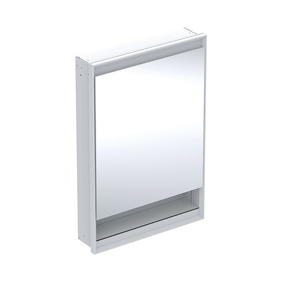 Geberit ONE Spiegelschrank mit Nische und ComfortLight, 1 Tür rechts, UP-Montage, H 90cm B 60cm, Weiß/Aluminium pulverbesch.