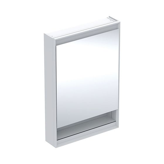 Geberit ONE Spiegelschrank mit Nische und ComfortLight, 1 Tür rechts, AP-Montage, H 90cm B 60cm, Weiß/Aluminium pulverbesch.